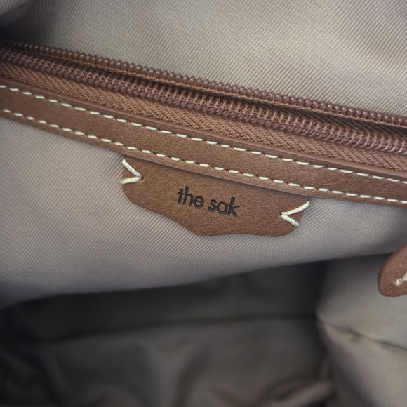 The Sak Olive Green Suede Shoulder Bag with Brown Leather Trim - Picture 10 of 16